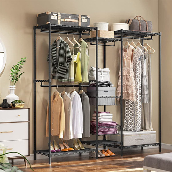 Rebrilliant Clothes Rails, Heavy Duty Clothing Rail Clothing Garment Rack Coat Rails Coat Racks